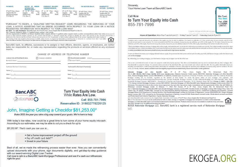 Relevé de prêt hypothécaire bancaire BancABC en Tanzanie aux formats Word et PDF, 4 pages 3, 4